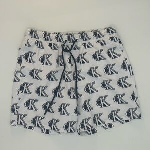 Calvin Klein Monogram Print White Shorts